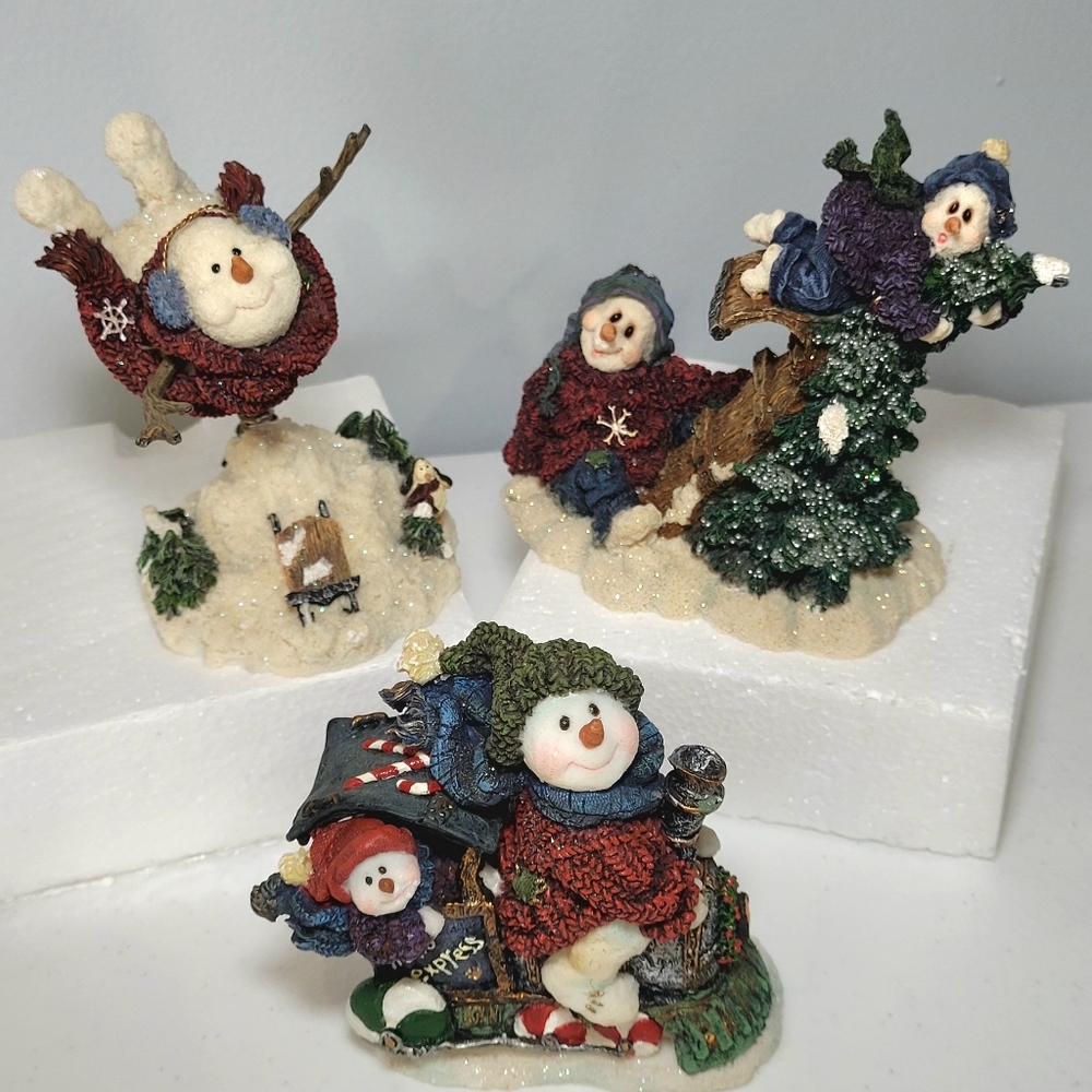 Boyd’s Bears Snow Dooodes Set of 3 Snowman Christmas Figurines